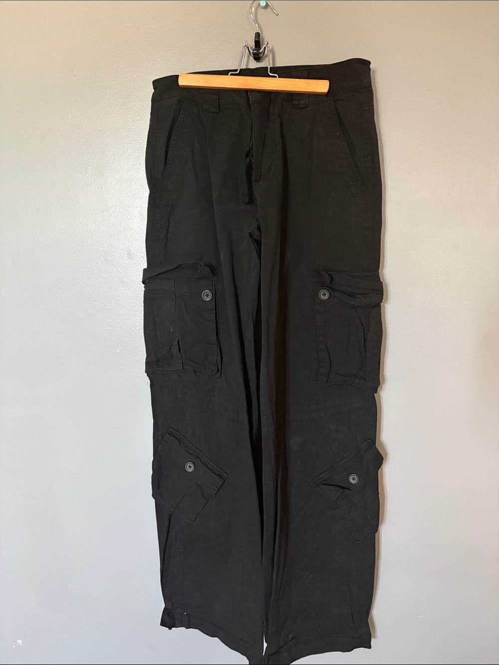 Garage Black Women's Cargo Pants with Button-Flap Pockets
